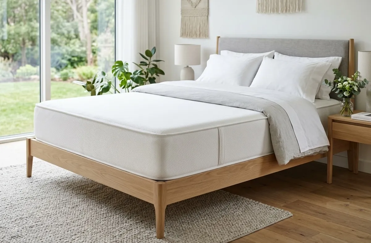 A Layla-style mattress in a bright modern bedroom