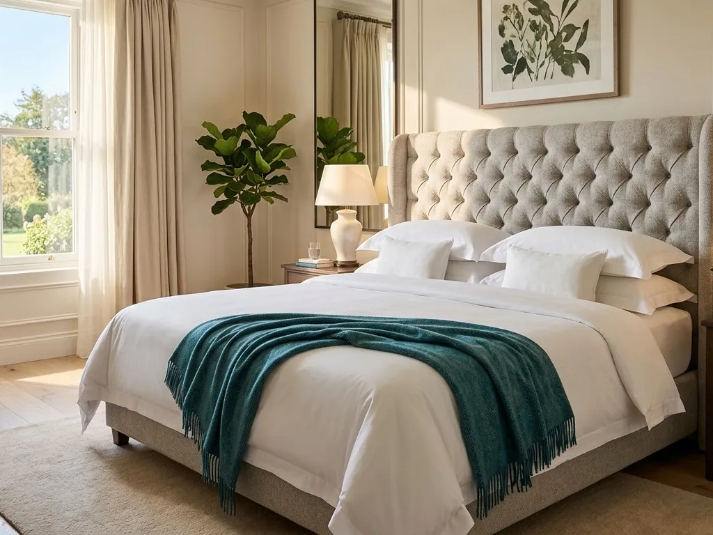 A Purple-style mattress in a bright modern bedroom